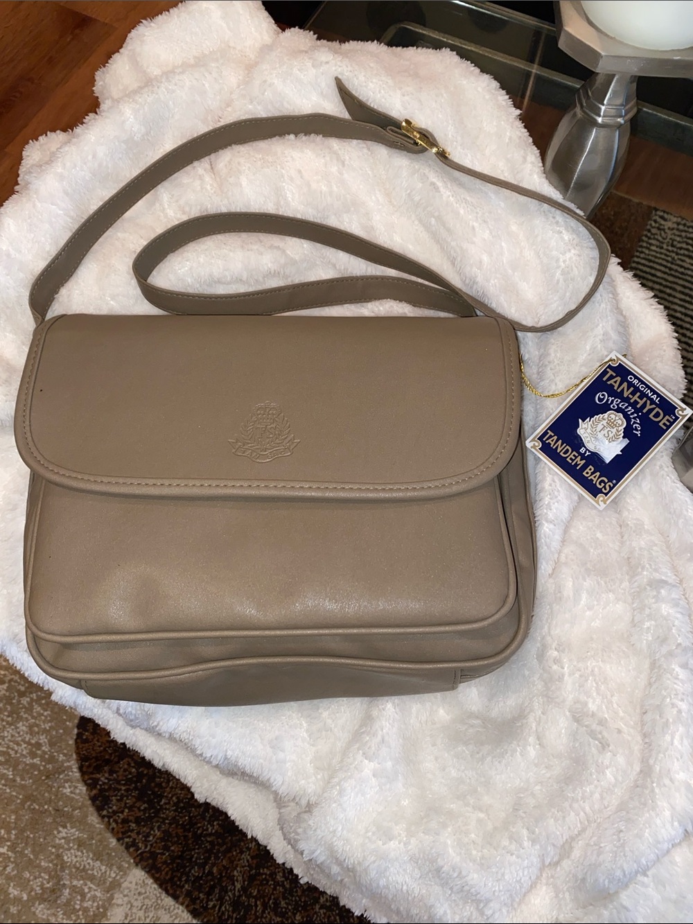 TANDEM BAG Tan Hyde Organizer Leather Crossbody Shoulder Bag